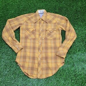 Vintage Miller Western Flannel Pearl Snap Shirt Small 18x29 70s 80s